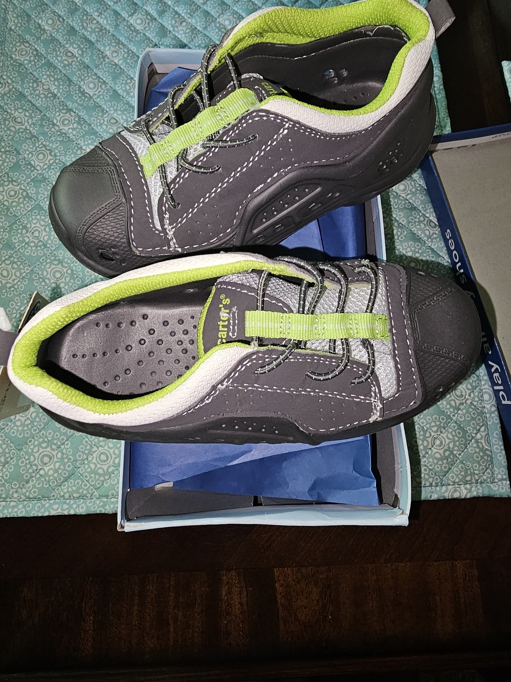 Carter's Gray and Lime Green Kids' Athletic Sneakers